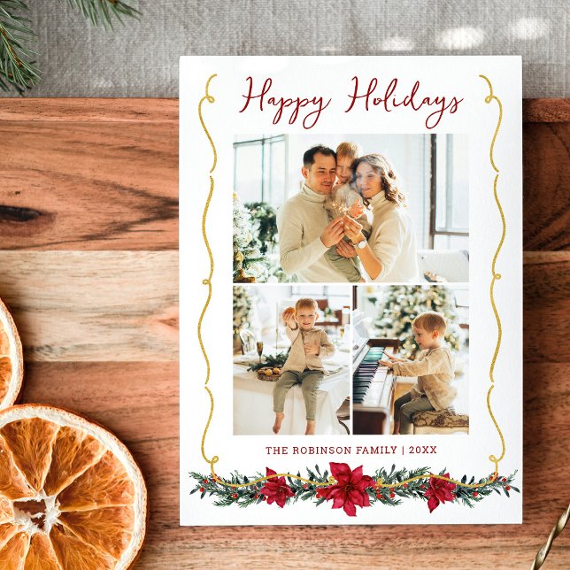 Cartes Pour Fêtes Annuelles Vert moderne Or Joyeuses vacances 3 Photo (Créateur téléchargé)