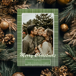 Cartes Pour Fêtes Annuelles Vert olive Dégradé Noël à carreaux