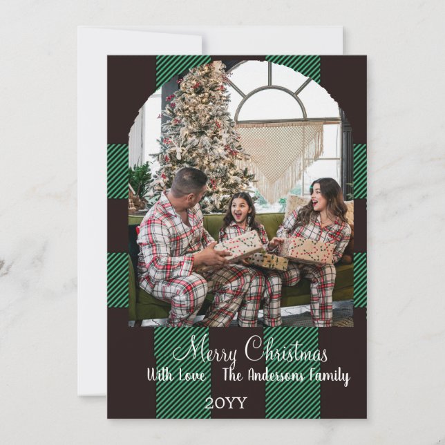 Cartes Pour Fêtes Annuelles Vert plaid buffalo (Devant)