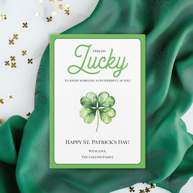 Cartes Pour Fêtes Annuelles Vert Quatre feuilles de trèfle de chance Jour de l (Green Four Leaf Clover Luck Happy St Patrick's Day Holiday Card)