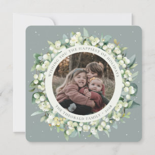 Cartes Pour Fêtes Annuelles Vert Rond/Carré Symphorine+Eucalyptus Photo