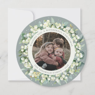 Cartes Pour Fêtes Annuelles Vert Rond/Carré Symphorine+Eucalyptus Photo