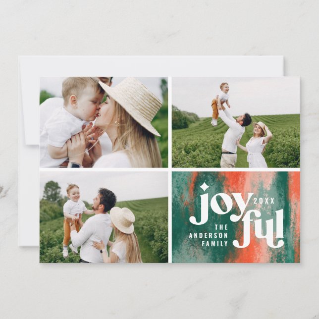 Cartes Pour Fêtes Annuelles Vert rouge moderne abstrait peint Noël (Devant)