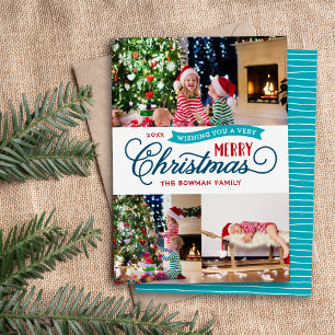 Cartes Pour Fêtes Annuelles Very Merry Christmas Script 3 photo