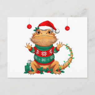 Cartes Pour Fêtes Annuelles Vêtement de Noël pour lézard dragon barbu Chapeau