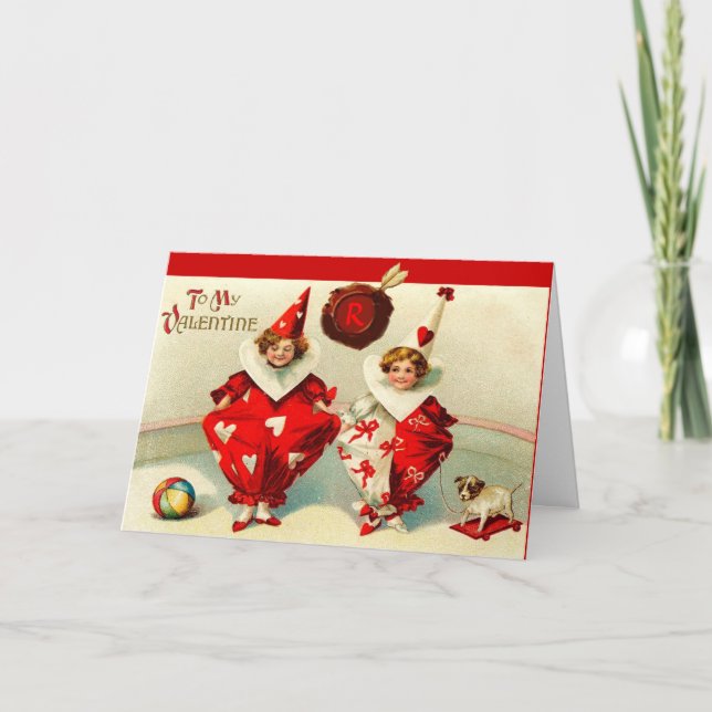 CARTES POUR FÊTES ANNUELLES VÊTEMENTS ENFANTS VALENTINE, MONOGRAMME DE SCEAU D (Devant)