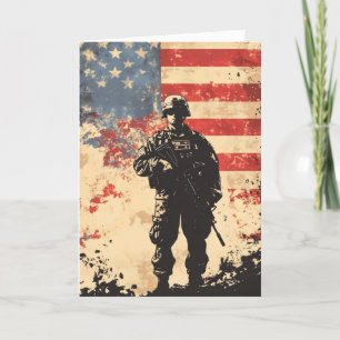 Cartes Pour Fêtes Annuelles Vétéran militaire du soldat du pavillon américain