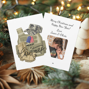 Cartes Pour Fêtes Annuelles Vétéran Militaire Soldat, Étiquette de Chien USA,