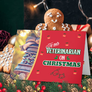 Cartes Pour Fêtes Annuelles Vétérinaire à Noël Patte de chat et de chien de va