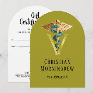 Cartes Pour Fêtes Annuelles Vétérinaire V symbole de Caducée 1