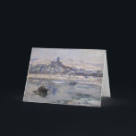 Cartes Pour Fêtes Annuelles Vetheuil en Hiver<br><div class="desc">Vintage fine art depicting boats on the river with a town in the background.  Colored in blues and grays.  A winter scene by Claude Monet. Great for a non-traditional Christmas/Holiday card</div>