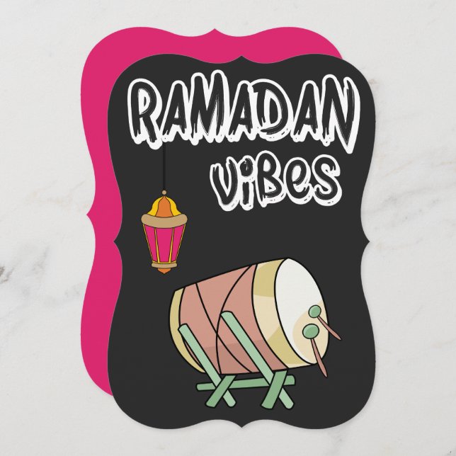 Cartes Pour Fêtes Annuelles Vibes de ramadan - Heure, Iftar, Hilal- (Devant / Derrière)