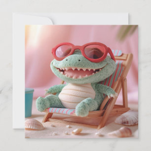 Cartes Pour Fêtes Annuelles Vibes d'été : Crocodile de Plush de Chillin en vac