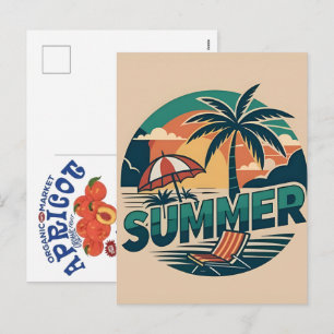 Cartes Pour Fêtes Annuelles Vibes d'été Rétro Plage-Côte Soleil Vintage 