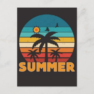 Cartes Pour Fêtes Annuelles Vibes d'été Rétro Plage-Côte Soleil Vintage 