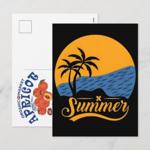 Cartes Pour Fêtes Annuelles Vibes d'été Rétro Plage-Côte Soleil Vintage 