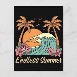 Cartes Pour Fêtes Annuelles Vibes d'été Rétro Plage-Côte Soleil Vintage