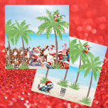 Cartes Pour Fêtes Annuelles Vibes D'Été Tropicales Noël En Juillet Fête<br><div class="desc">Le Père Noël et tous ses rennes prennent des vacances sur la plage. Ils apprécient le temps chaud et se sont fait de nouveaux amis : les flamants roses, un gecko et un perroquet coloré. Le traîneau est plein de cadeaux et Père Noël a l'air très détendu dans son transat...</div>