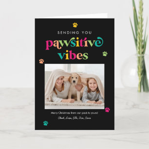 Cartes Pour Fêtes Annuelles Vibes Pawsitive Editable Color Pet Holiday Card