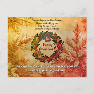Cartes Pour Fêtes Annuelles Vibrant Espoir de Noël, Joie et Amour Verset Bibli