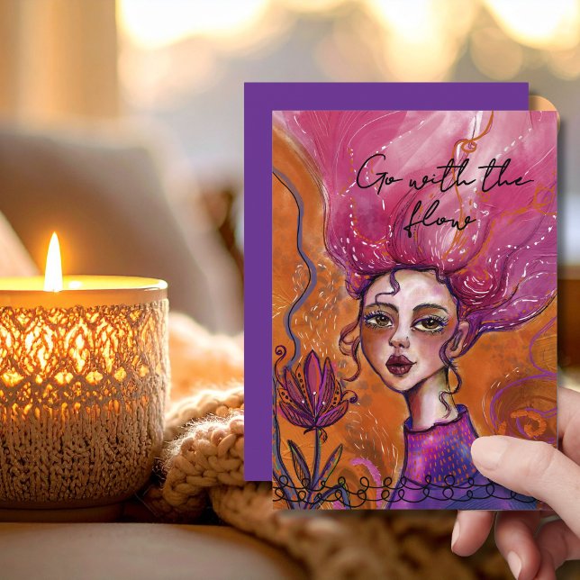 Cartes Pour Fêtes Annuelles Vibrant Go with the flow Inspirational Woman Card (Vibrant Go with the flow Inspirational Woman Card)