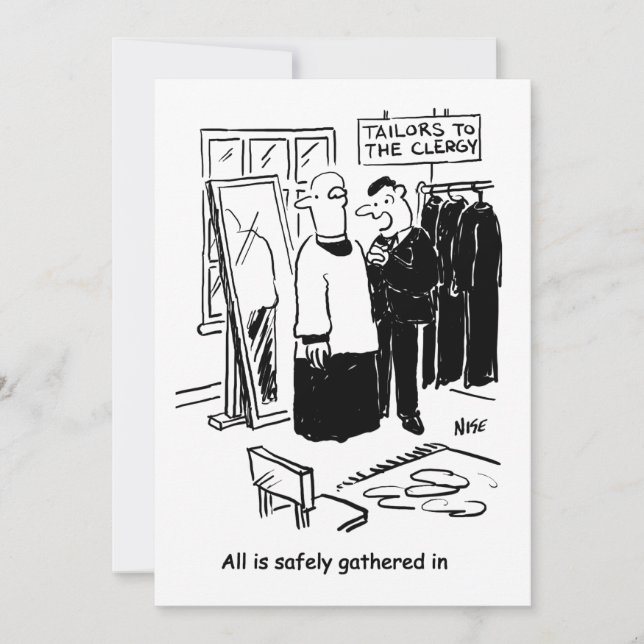 Cartes Pour Fêtes Annuelles Vicar a une caricature de l'église cassock Fitting (Devant)