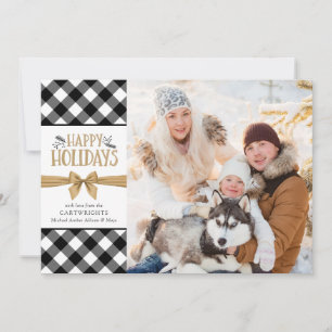 Cartes Pour Fêtes Annuelles Vichy Buffalo Noir et Blanc Brun Kraft