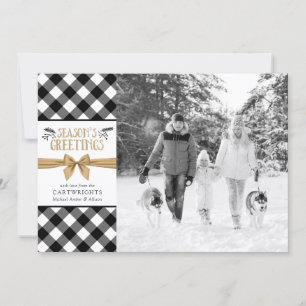 Cartes Pour Fêtes Annuelles Vichy Noir et Blanc Buffle Marron Kraft