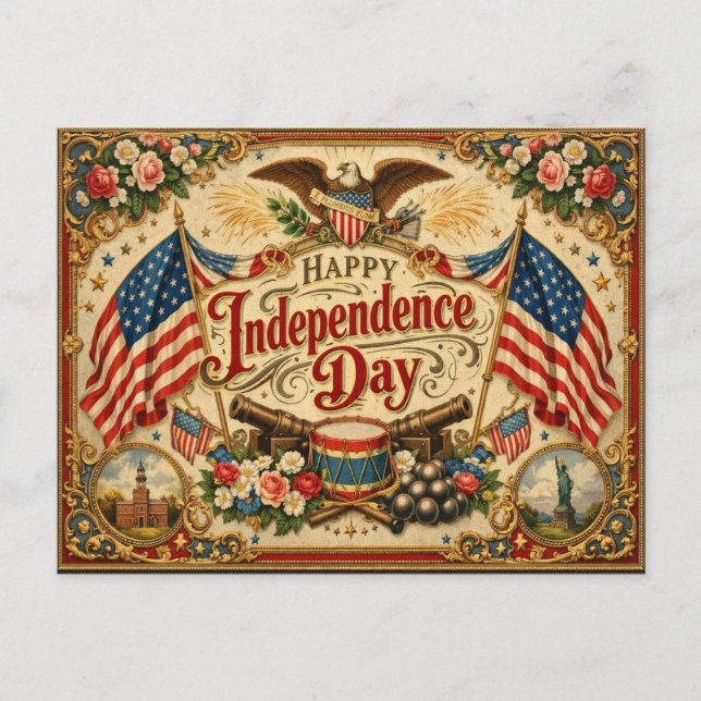 Cartes Pour Fêtes Annuelles Victorian Americana Independence Day (Devant)