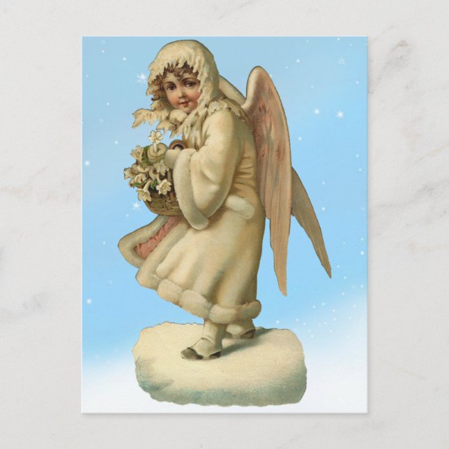 Cartes Pour Fêtes Annuelles Victorian Christmas Angel Girl (Devant)
