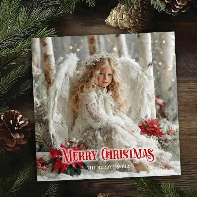 Cartes Pour Fêtes Annuelles Victorian Christmas angel red white gold elegant  (Victorian Christmas angel red white gold elegant greeting card

)