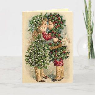 Cartes Pour Fêtes Annuelles Victorian Christmas Kiss Card