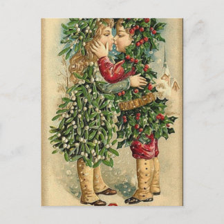 Cartes Pour Fêtes Annuelles Victorian Christmas Kiss Retro Vintage Holiday