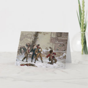 Cartes Pour Fêtes Annuelles Victorian Christmas Snowball Fight