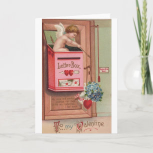 Cartes Pour Fêtes Annuelles Victorian Cupid Love Letter Valentine's Day Card