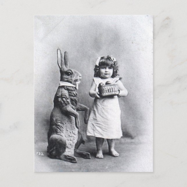 Cartes Pour Fêtes Annuelles Victorian Easter Bunny avec Girl (Devant)