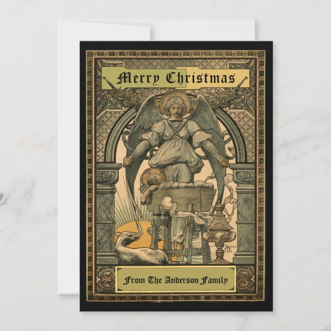 Cartes Pour Fêtes Annuelles Victorian Era Art Nouveau Christmas Nativity 1889 (Devant)