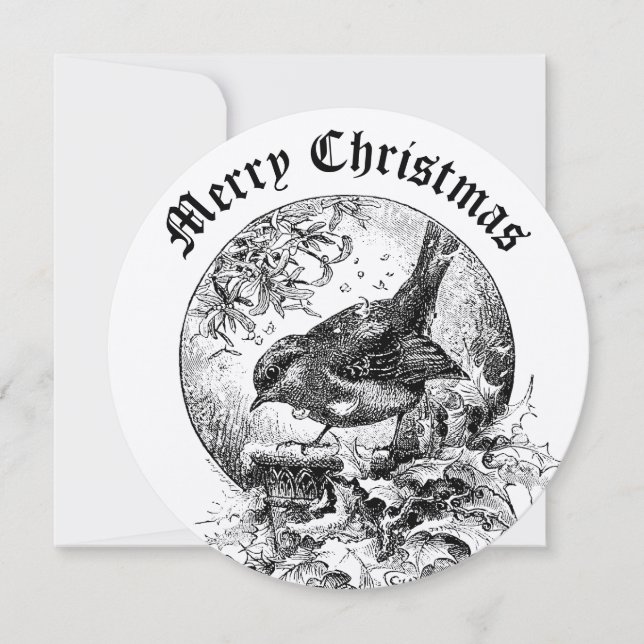 Cartes Pour Fêtes Annuelles Victorian Era Bird In Holly & Mistletoe Christmas  (Devant)