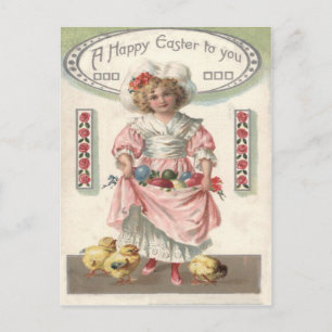 Cartes Pour Fêtes Annuelles Victorian Girl Peint couleur Oeuf de Pâques Rose