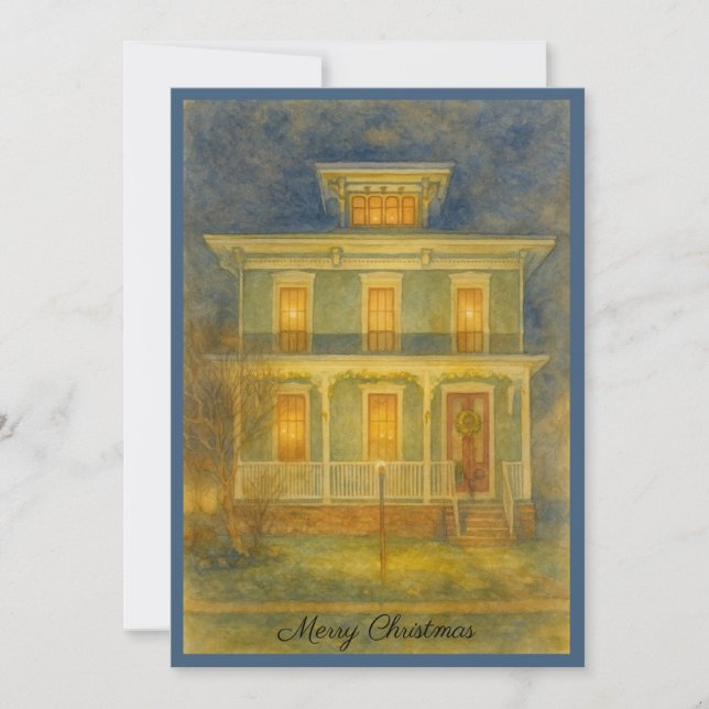 Cartes Pour Fêtes Annuelles Victorian Home Holiday Card (Devant)