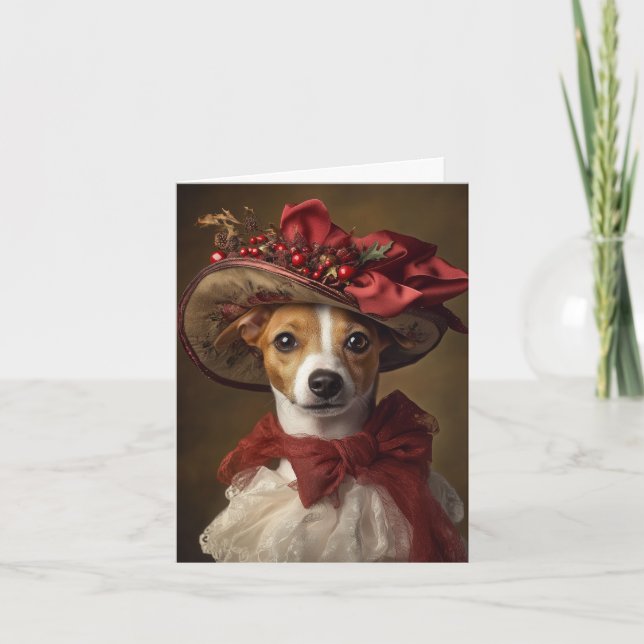 Cartes Pour Fêtes Annuelles Victorian Jack Russell Terrier Noël (Devant)