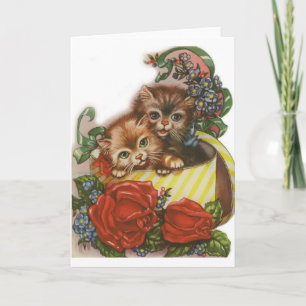 Cartes Pour Fêtes Annuelles Victorian Kitten Valentine's Day Greeting Card
