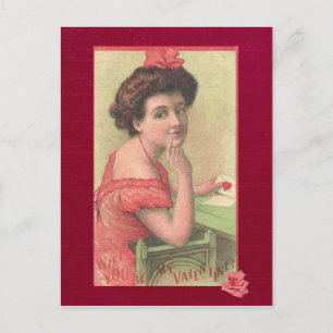 Cartes Pour Fêtes Annuelles Victorian Lady Will You be my Valentine Postcard