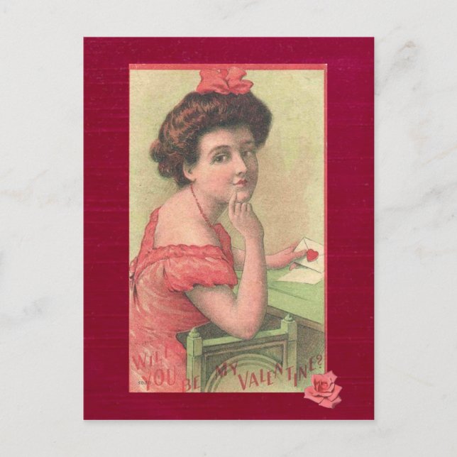 Cartes Pour Fêtes Annuelles Victorian Lady Will You be my Valentine Postcard (Devant)