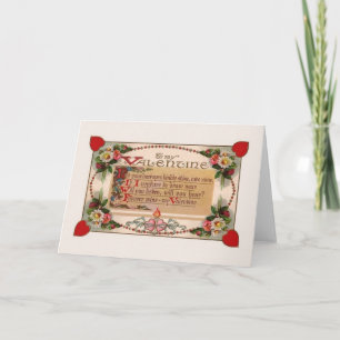 Cartes Pour Fêtes Annuelles Victorian Ornate Valentine Poem Greeting Card