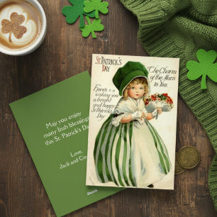 Cartes Pour Fêtes Annuelles Victorian St. Patrick's Day Girl Custom Vintage