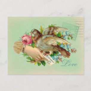 Cartes Pour Fêtes Annuelles Victorian Valentine Bird et rose