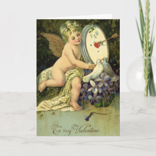 Cartes Pour Fêtes Annuelles Victorian Valentines Day, Vintage Angel Inséparabl