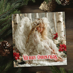 Cartes Pour Fêtes Annuelles Victorien ange angélique poinsettias rouges de vac