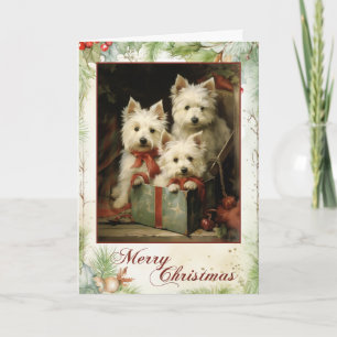 Cartes Pour Fêtes Annuelles Victorien West Highland White Terrier de Noël